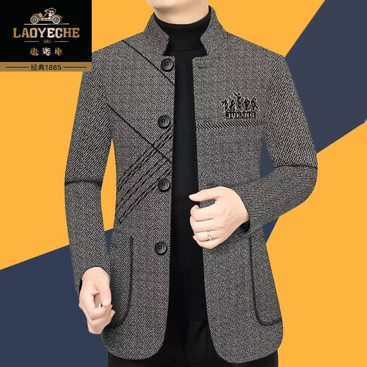 Classic car high-end wool casual jacket for men spring and autumn new slim business casual dad wear wool suit jacket light gray XL 180/96A recommended 135-155Jin Jin equals 0.5 kg