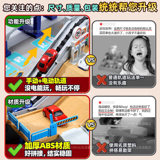 Holy STONE children's rail car toy boy 3-6 years old three-dimensional parking lot toy race car baby 1-3 years old birthday gift city interchange 4 cars + 1 plane + map gift box Christmas children's gift 2-3-4-5 years old baby gift 2025 fire toys