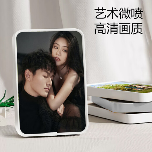 Marco de fotos de boda, fotos lavadas, personalizado en ampliación de fotos, mesa para colgar en la pared, impresión de cristal, alta gama, blanco noble, madera_8 pulgadas