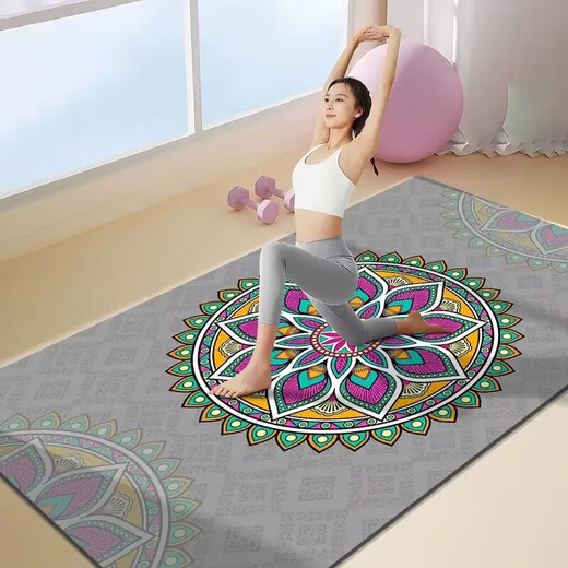 防滑跳绳隔音瑜伽垫子运动防滑垫室内加厚减震垫家用健身静音垫子 7mm(初学者) 健身瑜伽垫-180x160cm