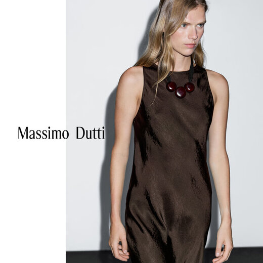 
Massimo Dutti autumn new product 2025 women's old-fashioned style exquisite light luxury long satin halter neck dress 06685530 Chocolate S (CN 170/88A)