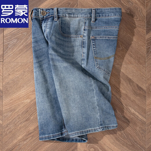 Loose stretch denim shorts men's summer thin style casual mid-sized 2025 new men's five-point pants Q9921-5 retro blue 28