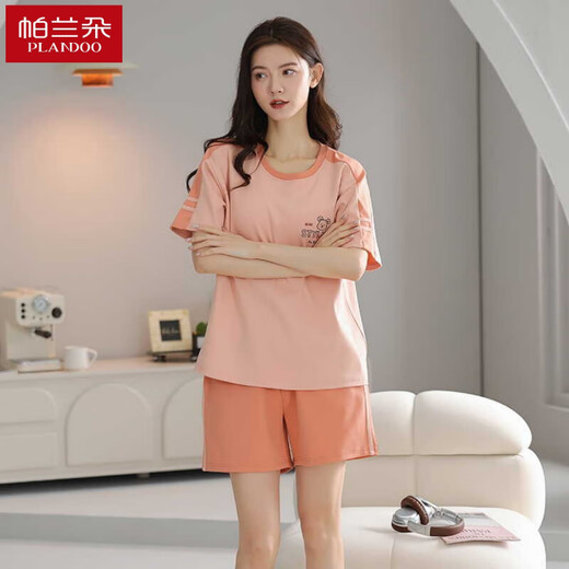 Arctic Velvet Pure Cotton Summer Pyjamas Femmes Pilover Pajamas Summer Shorts à manches courtes et décontractés Clothing Home Clothing Z9859 XL [Recommandé 120-140jin [Jin est égal à 0,5 kg] usure]