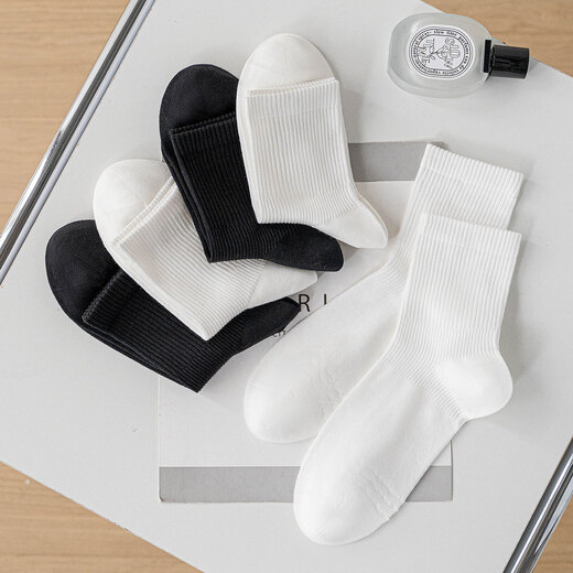 Caramella 2025 new socks for women in summer 100% cotton 7A antibacterial mid-calf socks for women breathable sweat-absorbent light sports socks pure cotton 7A antibacterial mid-calf women's socks - white * 5 one size fits all (recommended size 35-39)