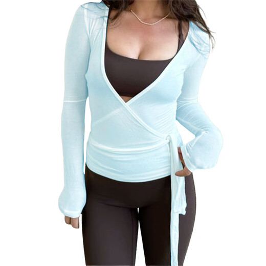 
S.SOFEA2025 spring long-sleeved sweatshirt for women European and American trendy knitted breathable blouse white S
