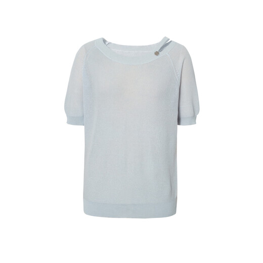 Eifli (eifini) eifli suéter de manga corta para mujeres en verano delgada e inclusive diseño de la base de la base del hombro 2025 Summer nuevo estilo azul M