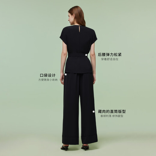 歌莉娅（GOELIA）【四面弹】歌莉娅高级松弛感穿搭套装女夏2025超火黑色ootd三件套 00B黑色 XL
