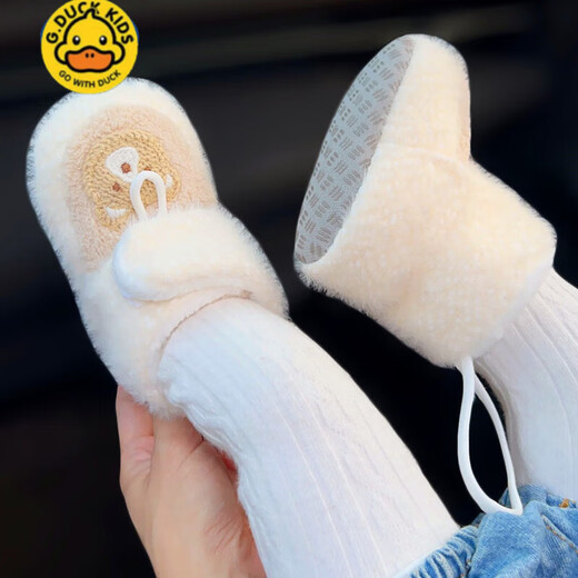 G.DUCKKIDS秋冬加厚新生婴儿鞋子宝宝软底学步鞋保暖3-6-12个月防掉加绒棉靴 诺_粉色(简简熊棉鞋) S