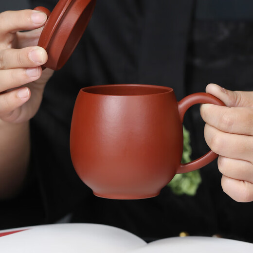 Centennial Liyong Yixing purple sand cover cup purely handmade original mineral red mud dragon egg cup office household tea set tea cup 280ml