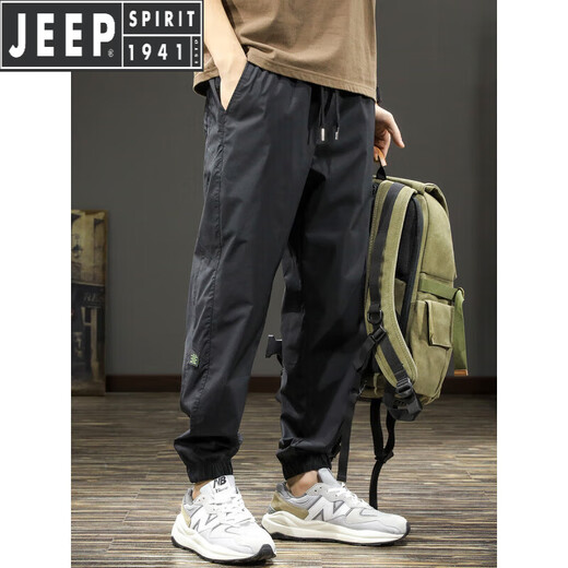 JEEP SPIRIT吉普工装裤男士休闲裤夏季男裤潮牌速干运动长裤子哈伦冲锋束脚裤 卡其色 薄款 L 体重130-150斤