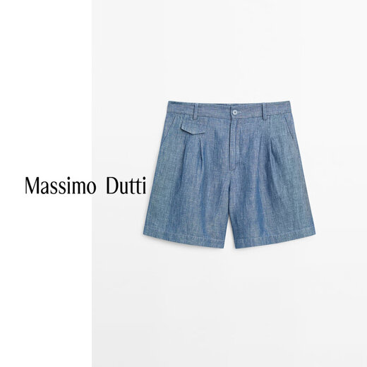 Massimo Dutti秋季新品2025女装 休闲简约高智通勤风短裤裤子 05117800 蓝色 38 (170/70A)