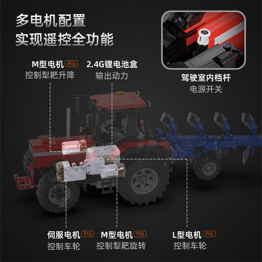 Multifunctional four-wheeled farmer's vehicle toy remote control tractor assembled building block model for children C61052 Multifunctional farmer's vehicle_remote control version_