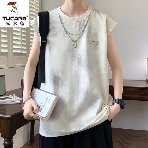 啄木鸟（TUCANO）美式无袖t恤夏季新款潮牌宽松感背心青少年休闲渐变印花坎肩T 10512-9227紫色 2XL 约120-140斤可穿