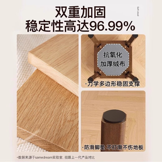 Small Craftsman Stool Solid Wood Home Dining Stool Stackable Upholstered High Stool Living Room Cosmetic Stool Walnut-Light Gray