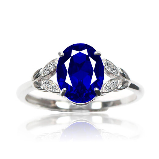 DL 1998 Fat Donglai same style tanzanite ring leaf ring female sapphire two carat tanzanite fashion personality 925 silver live mouth (main stone 7*9mm) G3