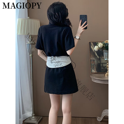 MAGIOPY国际奢侈高档品牌小个子休闲运动套装女夏季高级感黑色外搭开衫内 黑色三件套 S(100斤以内)