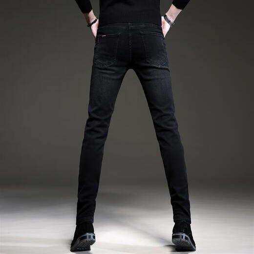 
Jie Yuepai summer trend European black high-end jeans men's Korean style small feet pants trendy brand stretch men's casual trousers 1049 gray regular 28