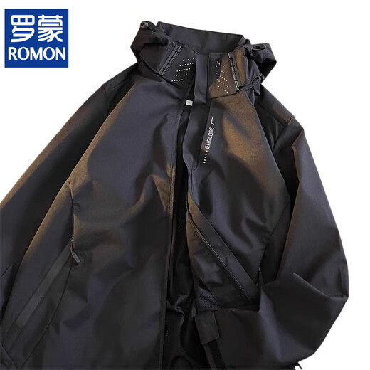 Romon Herren 2025 Neuer Sommer Dünne Outdoor-Drei-in-Eins-Jacke Soft Shell Mountain Climbing Anzug Frauen Windschutzbergsteiger 6628 Schwarz [Frauenstil] 4xl