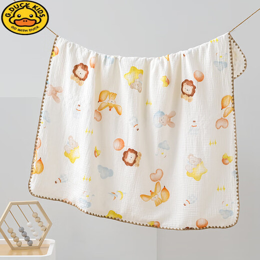 G.DUCKKIDS Bean Blanket Baby Gauze Cover Blanket Summer Thin Soothing Baby Newborn Doudou Small Quilt Air Conditioning Summer Cool Quilt Cute Cloud 100*100