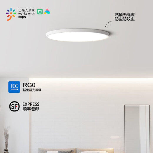 全光谱护眼卧室吸顶灯简约现代主卧儿童房阳台客厅中山灯具 1W 全光谱RA9740CM 白光