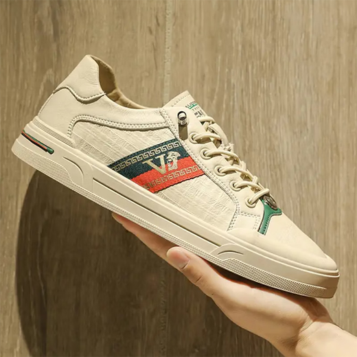 VIPVCK men's shoes, white shoes, men's 2025 summer and autumn new style lightweight, simple and versatile lace-up beauty head casual sports shoes beige Vck1291 39