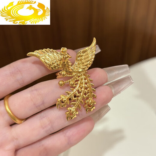 Luliu Lao Phoenix Gold Colorful Phoenix Ring Ring Women's New Pure Gold 999 Wedding Ring as a Wedding Valentine's Day Gift No. 18 About 4.5g