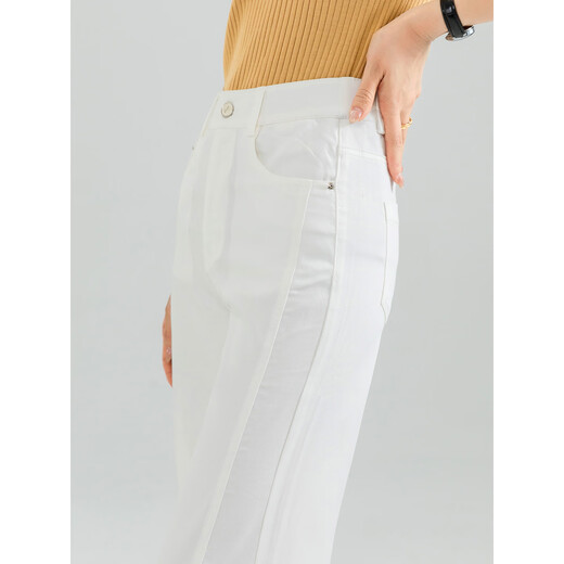 Mengshuya white tinsel three-proof straight jeans for women 2025 summer thin high waist slimming soft skin-friendly versatile trousers