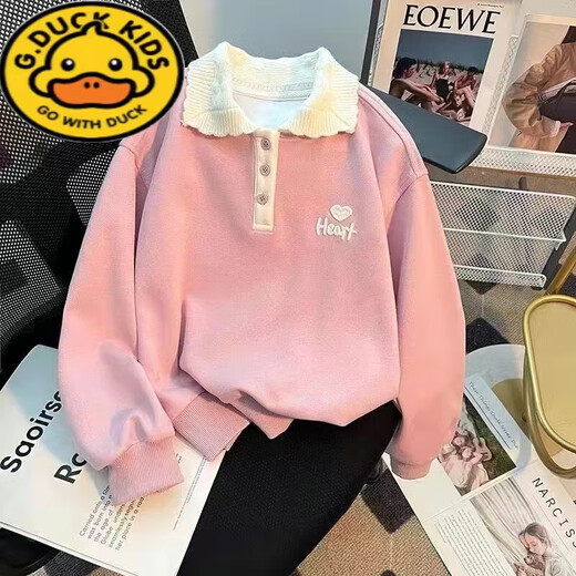 G.DUCKKIDS童装女童卫衣春秋款新款洋气儿童秋装小女孩秋季POLO衫长袖上衣潮 绿色 110 建议4-5岁