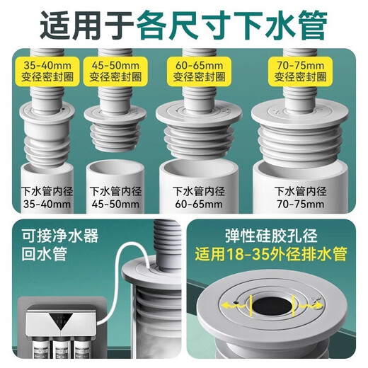 Vinoa sewer pipe anti-odor artifact washing machine kitchen hand basin tee plug leak pool bouncing core vegetable set row new silicone sewer anti-odor sealing plug 50