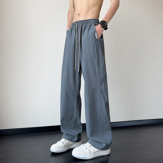 铭佳玲夏季薄款长裤富士康电子厂过安检门穿裤子男无铁无金属休闲裤 灰色K6636 XL 115-135斤