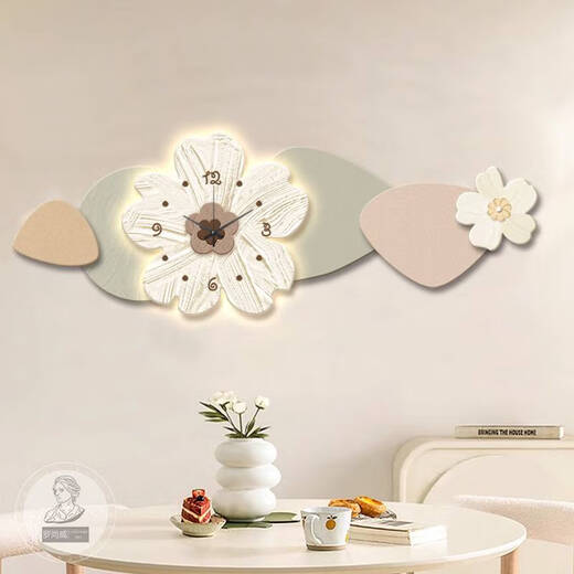 SANQIHU Nordic Cream Style Sala de estar Pintura decorativa con relojes y fondo de sofá Pintura colgante de pared LED Lámpara de pared de reloj creativa C 15052cm Arte creativo UV Tallado + oro