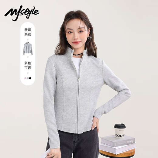 MJ STYLE Air Layer Slim Jacket Women's 2025 Autumn New Stand Collar Zipper Versatile Casual Slim Short Sports Top