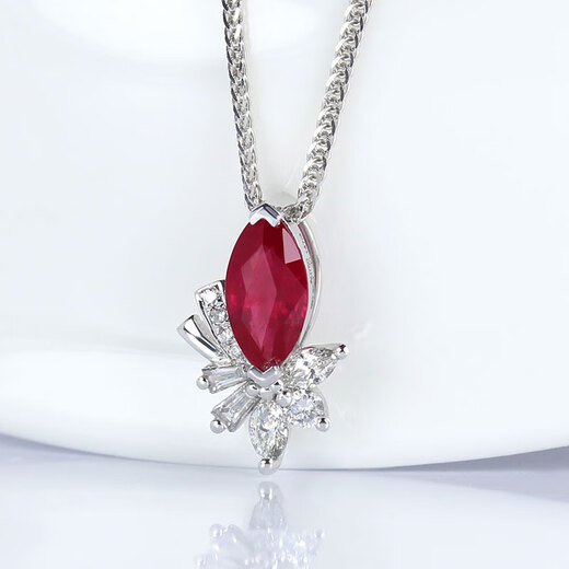 HEEKAIYI Ruby Necklace for Women Pigeon Blood 18K Gold Diamond Pendant Chinese Valentine's Day Birthday Gift for Wife and Girlfriend <Supports Customization> 85 Points Pendant + 18K Gold Chain