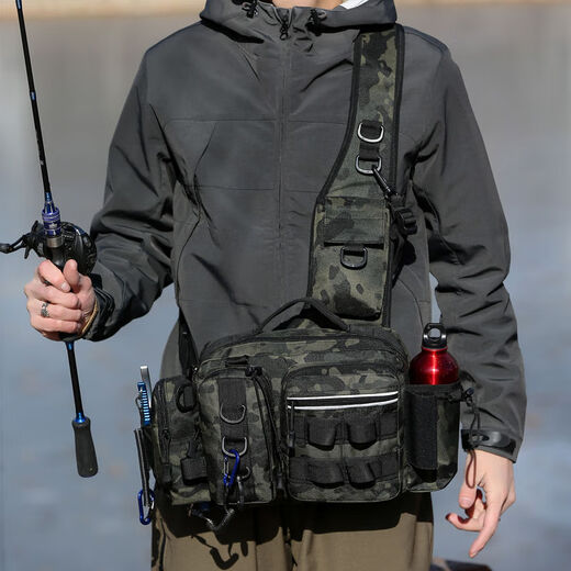 
Multifunctional Luer breast bag large waist bag tactical crossbody fishing fishing bag pole bag outdoor backpack black scorpion CP color