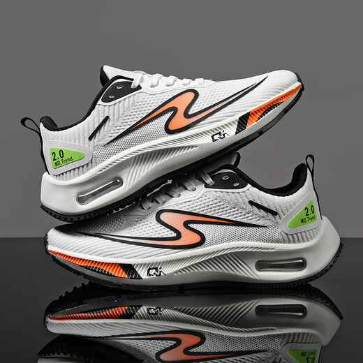 LNKB Neuer Pegasus-Laufschuhe für den Frühling und Herbst für Männer, neue Renn-Rutsch-Rutsch-Atmungsaktivitäten, schockabsorbierende Laufschuhe Ultra-leichte weiche Sohle-Turnschuhe für Frauenball 9909 Weiß Orange 39