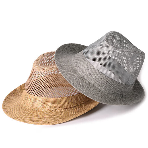 Mitte des Alters und älteren Männer Sommersonne Sonnenschutz Sonnenhut Cooler Hut Outdoor Mesh Vater Frühling und Herbst Atmungsfreie Strohhut Reis Farbe One Größe (58 cm)