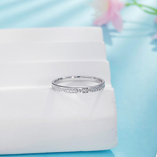 Beijing Gold Trading Center Co., Ltd. platinum ring pt950 platinum imitation diamond pair ring couple proposal ring birthday Mid-Autumn Festival gift for girlfriend and wife 11 rings about 2.09g