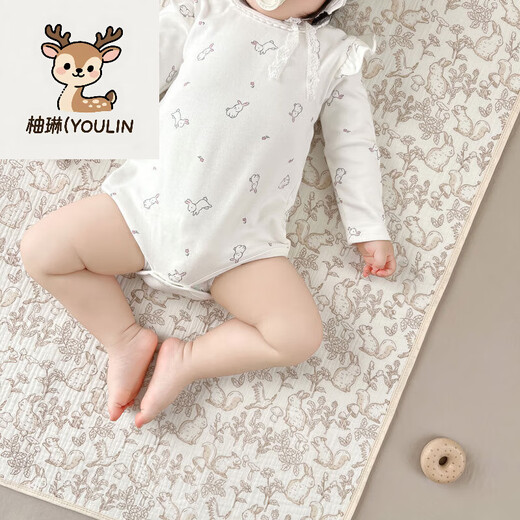 柚琳（YOULIN）隔尿垫新生婴儿皱布棉纱布防水防滑透气儿童可水洗垫防尿床尿垫 小黄花 70x100cm