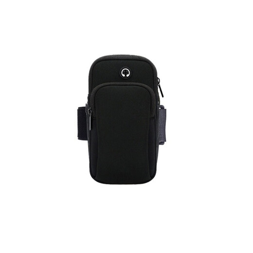 New sports arm bag, mobile phone arm strap, arm bag, men's and women's running wrist bag, waterproof gift, logo manufacturer can be printed, drawstring type (black, universal for 6.5-inch mobile phones)