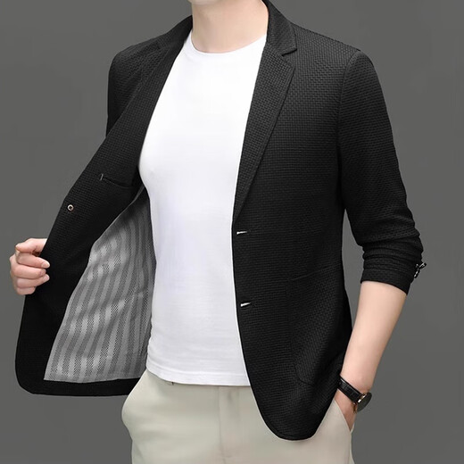 EQJ高档品牌冰丝轻薄款男士防晒服夏季新款时尚休闲透气西装外套 灰色 L (175)