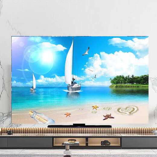 Shantou Lincuns neuer TV-Staub Cover TV-Cover Sonnenschutzmittel 65-Zoll-Schutzabdeckung Hängende gebogene Bildschirm Tisch Landschaft B1392 Regenbogen 32 Zoll 80*50 cm