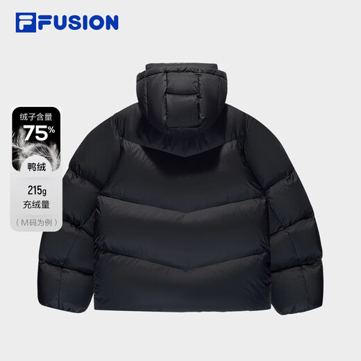 FILA FUSION Fila trendy brand down jacket for women 2025 winter new casual loose warm hooded jacket, black-BK M 165/84A/M