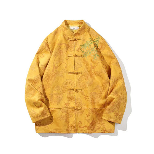 皮尔卡丹（pierre cardin）中国风新中式秋冬保暖鹿皮绒盘扣刺绣拜年唐装夹克外套汉服上衣男 Y756粉色 收藏+关注优先发货 M 建议95-120斤