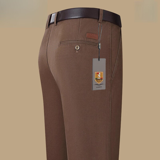 Woodpecker (TUCANO) official brand pure cotton casual pants for men's spring and autumn plus velvet trousers loose straight middle-aged dad's business long pants 9855-1 dark gray [Spring and autumn] regular 30