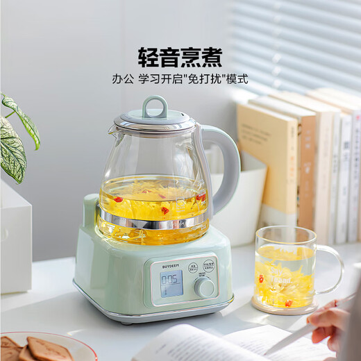 Buydeem health pot FK571, all glass 0 glue, mother and baby grade material, soft cooking, tea boiler, stewing, all-in-one tea kettle, kettle, scented tea health pot, good gift, light cedar green, all glass health pot FK571, single pot 1.2L