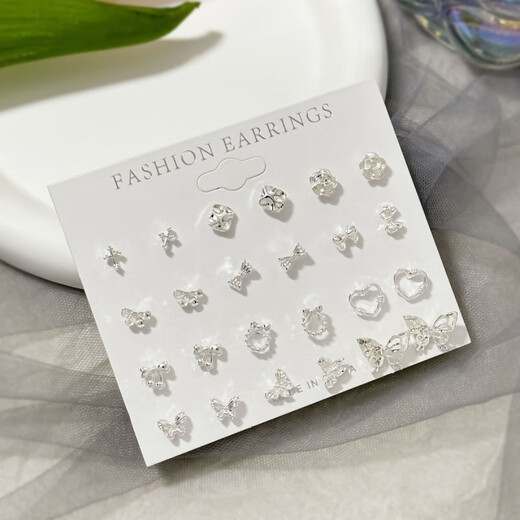 YKINCASL Old Phoenix butterfly earring combination fashionable design 9999 sterling silver silver needle anti-allergic whitening versatile earrings whitening anti-allergic silver needle same style as Lao Fengxiang