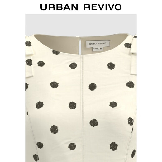 Ur Valentine's Valentine's 2025 Autumn New Women's Retro Polka Polka Polka Vestido de cintura sin mangas Uyl750120 Beige White Print S