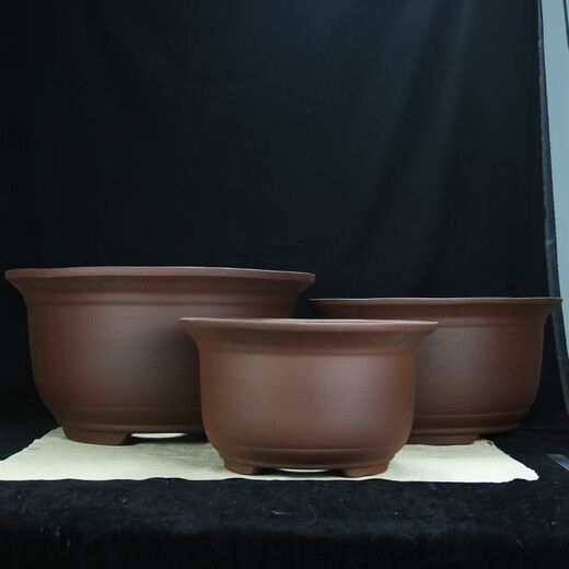 特大号紫砂花盆种树老桩60cm以上超大种发财树铁树陶瓷盆 紫砂 x 854一套三个