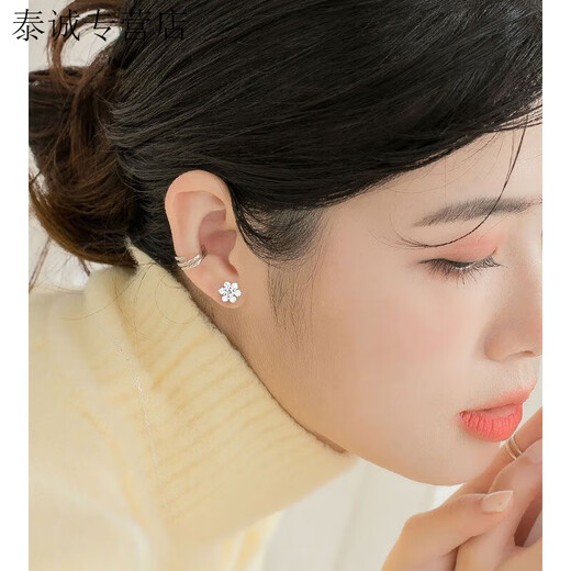 KZD Old Phoenix s999 sterling silver earrings for pierced ears, no need to take them off for sleeping, hypoallergenic earrings, screw-buckle earrings for women, a pair - plum screw earrings, 999 pure silver earrings