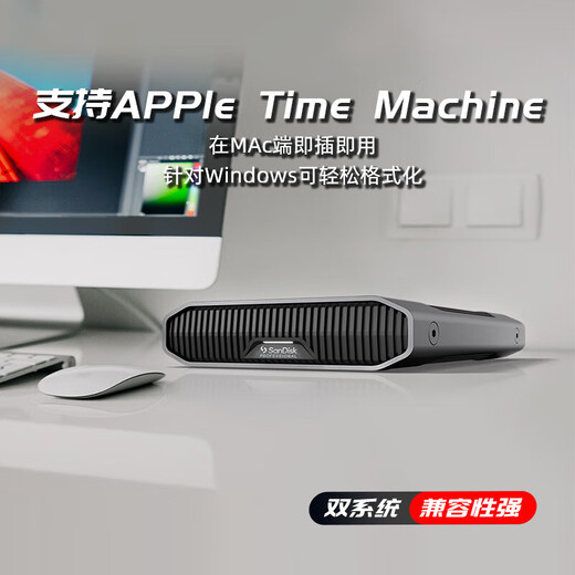 闪迪大师极客 8TB 企业级移动硬盘 3.5英寸大容量 USB3.2 Gen2传输速度260MB/S 手机直连 西部数据公司出品